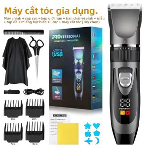 Bộ Cắt Tóc Điện Chuyên Nghiệp Với Màn Hình Kỹ Thuật Số Sạc Nhanh USB Lưỡi Dao Gốm Thời Lượng Pin Dài Dùng Cho Gia Đình