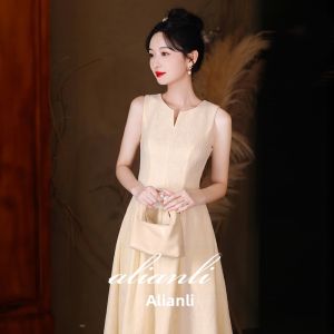 ALIANLI | Luxury High-End Champagne Evening Gown