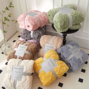 Taffeta Coral Fleece Blanket Four Seasons Air Conditioned Office Sofa Nap Cover Blanket Modern Simple Style Winter Pure Color