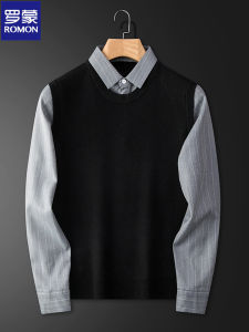 Lormen Mens Knitted Shirt Collar Sweater Casual Business High End Fashion Urban Style Long Sleeve Pure Color Autumn Winter New Arrival