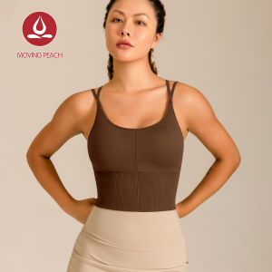 Moving Peach Women Sports Bra Seamless Bra Ribbed Beauty-back Wide Hem Soft Removeable bra cups Training Running Gym Yoga Bra Quick dry CBE