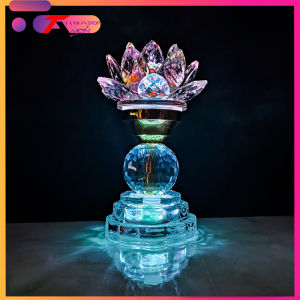 (GIÁ 1 CÁI) Đèn thờ pha lê hoa sen sáng từ chân đến ngọn đèn Đèn trang trí tủ thờ quan âm Phật Tổ Tam Ba vị Thánh (PL22)