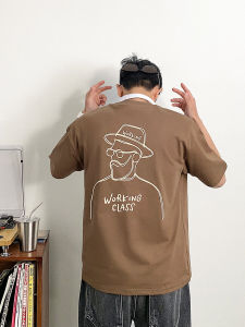 Xu Tai Lang Thời Trang Hoạt Hình Áo Thun Ngắn Tay In Họa Tiết Nam Thời Trang Mùa Hè Thoải Mái Rộng Rãi Tay Lửng Cổ Tròn Áo Cotton Vải Bông Polyester Phong Cách Đô Thị Thoáng Khí Thoải Mái