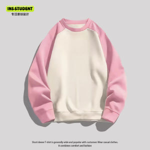 Girls Fleece-lined Round-neck Sweatshirt Color Block Design Sweet Cartoon Print Long-sleeve Thermal Top for Autumn Winter