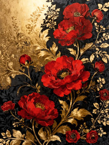 Huacan New Arrivals 2026 Diamond Painting Bright Red Peonies Golden Leaves Diamond Embroidery Flower Complete Kit Art