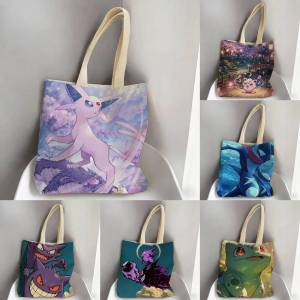Bandai | Pokemon Officer Jenny Storage Bags Tote Bag Travel Summer Beach Shoulder Bag Reusable Grocery Shopping Bag Anime Artwork