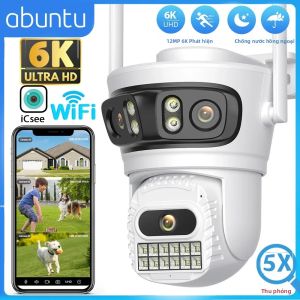 Camera Wifi Ngoài Trời ICsee 12MP 6K Với Ba Màn Hình Tầm Nhìn Ban Đêm Góc Nhìn Siêu Rộng Giám Sát An Ninh Toàn Cảnh Với Kết Nối Wifi