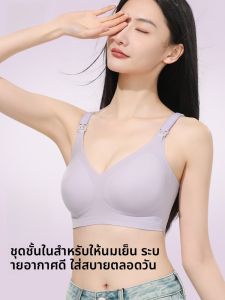 MiiOW | เสื้อชั้นในผ้าไหมน้ำแข็งบางเฉียบสำหรับคุณแม่หลังคลอด ชุดชั้นในผู้หญิงแบบไร้โครง ทรง V คัพ 3/4 ด้านหลังมีซิป 4 แถว