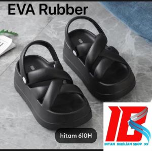 sandal wanita wedges slip on tali belakang bahan karet eva lentur dan empuk
