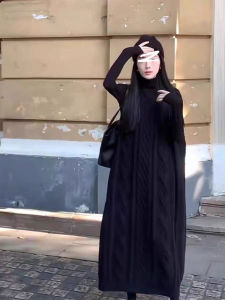 Thickened Knitted Sweater Dress Autumn Winter Lazy Style Long over Knee Sleeveless Vest Skirt Dress Elegant Atmosphere Dress