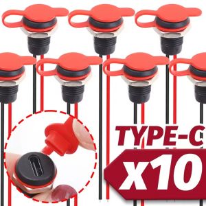 10ชิ้นตัวเชื่อมต่อชาร์จในรถชนิด C 3A 5V 2-Pin สายเปลือยพีวีซีกันน้ำปลั๊กตัวเมียพร้อมน็อตล็อกสำหรับยานยนต์บ้านอุปกรณ์อัจฉริยะ