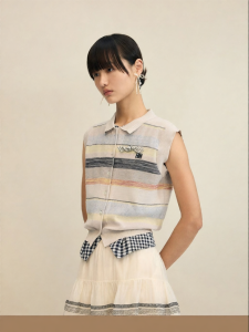 Dazzle | Áo Len Dây Cổ Polo Nẹp Eo Tay Xòe