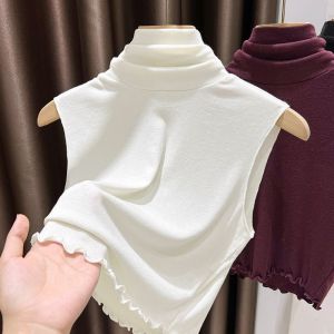 เสื้อยืดแขนกุดคอปกปลอมสำหรับผู้หญิงไซส์ใหญ่ ทรงเข้ารูป แขนสั้น เสื้อชั้นใน ทรงเข้ารูป แฟชั่นเกาหลี เสื้อชั้นในฤดูใบไม้ผลิ