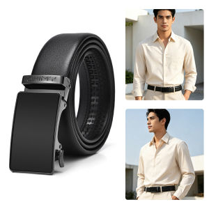 MENSPE Men’s Belt Business Belt Stylish Automatic Buckle Belt Second-layer Cowhide Waistband Suit Pant Belt Stylish Simple Nice Waistband Durable Belt