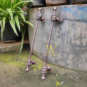 Handle Pintu Rumah Kuningan Motif Tangan Kecil Antik 37 cm 2 pcs