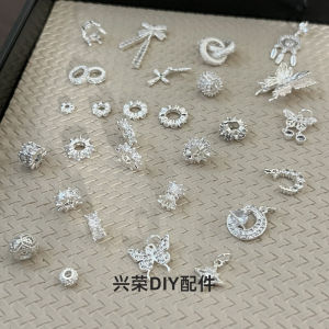 Shiny Silver Crystal DIY Bracelet Spacer Bead Pendant Drop Earrings Versatile Personalized Jewelry Accessories XingRong
