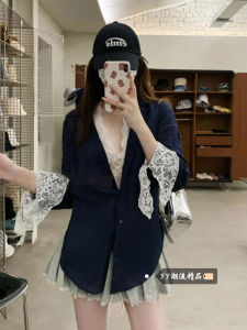 Winter New Style Womens Loose Long Sleeve Shirt Lace Vest Two-Piece Set Fashionable Casual Commute Wear Comfortable Fit