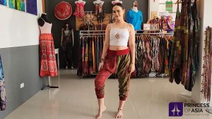 กางเกงขาสามส่วน กางเกงแม้วผ้าฝ้าย กางเกงแม้วผ้าต่อ กางเกงใส่เที่ยว กางเกงใส่เล่น กางเกงฮิปปี้ กางเกงโบโฮ Hippie Boho Aladin Harem Pants