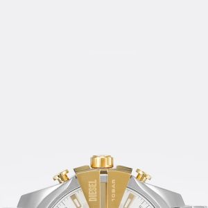 Diesel Mens Mega Chief Chronograph Watch ( DZ4672 ) - Quartz Silver Case Round Dial 26 MM MULTICOLOR Stainless Steel Band