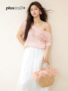 plusmall | Flattering Off-Shoulder Short Sleeve Knit Blouse