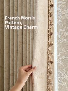 French Cream Style Chenille Blackout Curtains for Living Room or Bedroom
