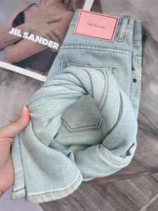 กางเกงยีนส์ทรงตรงเอวสูงผ้าบางระบายอากาศได้ดีสำหรับผู้หญิงในช่วงฤดูร้อนปี 2024 กางเกงขายาวทรงขากว้างแบบบางสบาย ๆ ทรงหลวม