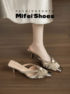 MIFEI | Leather French Style Elegant Womens Heeled Sandals Summer Wear
