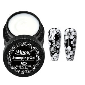Mpow 1/2pcs 15g Black White Stamping Gel Polish Transfer Nail Art for Plate Design Semi Permanent Soak Off UV LED Manicure Tool