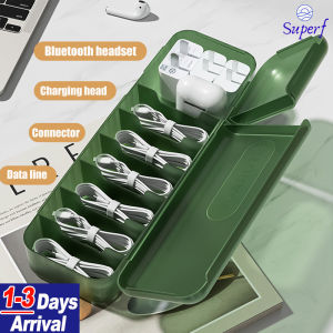 【From Manila】7 Grid Translucent Cable Management Plastic Box Charger Power Cord Organizer Case Data Line Storage Box