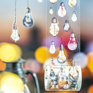 Ins Theme Starry Sky Lanterns Adhesive Tape for Bullet Journal Stickers Night Candle Bright Special Oil Die-Cut Paper Tape