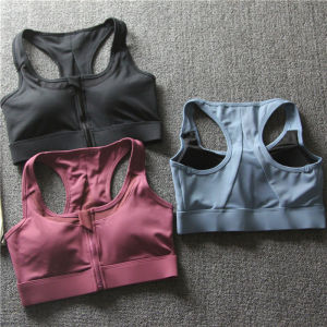 High Support Training Sportswear Integrated Fixed Chest Pad Non-removable Running Yoga Womens Shake-Resistant Backless Bra