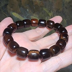 Premium 12mm Tibetan aged barrel beads bracelet