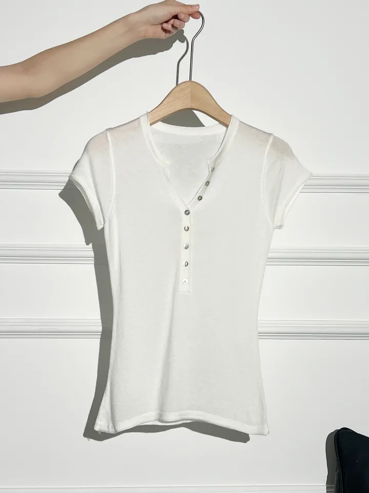 CArry Me Womens Short Sleeve Shirts V Neck Dot Print Knot Collared Button Down S