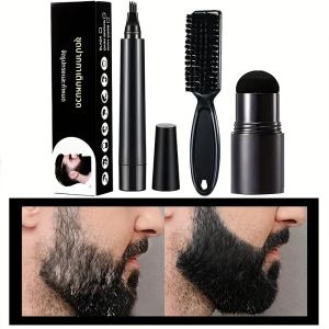 ชุดปากกาเคราสี่ง่าม ปากกาไส้ และแปรงสําหรับเคราและทรงผมของผู้ชาย