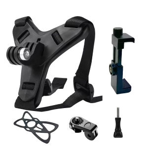 Bộ Kit Giá Đỡ Camera Hành Trình Có Thể Điều Chỉnh - Dùng Được Cho Ngực Xe Máy & Dây Đeo Cằm Mũ Bảo Hiểm Tương Thích Với GoPro Hero 13 12 11 10 9 8 Insta360 SJCAM DJI Osmo Điện Thoại