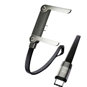 240W Braided Fast Charge Cable 90° Right Angle Type-C to Type-C Cord Durable Foldable Charger Cable with Adjustable Phone Stand