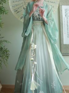 Original Mysterious Quarters【Dawn Mountain Green】Song Dynasty Hanfu Womens Long Dry Temple Pleated Skirt Daily Spring Summer Autumn Style