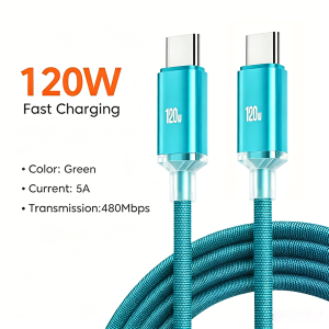 NNBILI New 120W USB Type C to Type C Color Cord For iphone 18 Fast Charging For Huawei Honor Xiaomi USB A to TypeC Weaving Cable