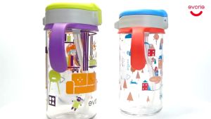 Evorie Tritan Toddler Sippy Cup Kids Water Bottle for 1-3 year old 300mL With Silicone Straw & Removable Handles Sealed and leakproof portable and drop-resistant