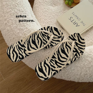 Zebra Print Summer New Fashion Home Use Anti-Slip Flat Bottom Foot Strap Bathroom Bathing Slippers Couples PVC Home Slippers