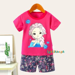 LightShine 1-7Y OLD Imported Korean Kids Wear Terno Tshirts Shorts For Girl Cotton Fabric Terno For Girl  Terno For Baby