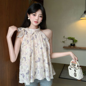 GUZILIAN | Charming Beautiful Butterfly Knot Strap Vest Womens Outerwear Summer Thai Pure Desire Sweet Spicy Tube Top Small Top