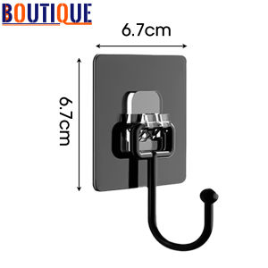20PCS Self Adhesive Hooks Black Rotating Waterproof Strong Hook Holder Wall Door Storage Hanging Hooks Bathroom Kitchen Accessories