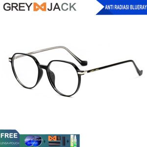 Grey Jack Kacamata Antiradiasi Blueray Korean Style Oval Bisa Minus Kekinian Hits Fashion Pria dan Wanita Terbaru 8308