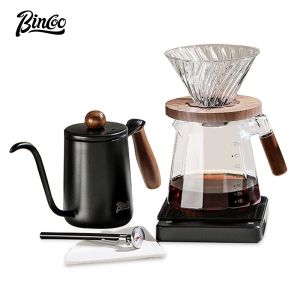 BINCOO ชุดที่ดริปกาแฟชุดหม้อกาแฟชงด้วยมือชุดอุปกรณ์ชงกาแฟมืออาชีพสำหรับกลางแจ้งในบ้านออฟฟิศ800มล.
