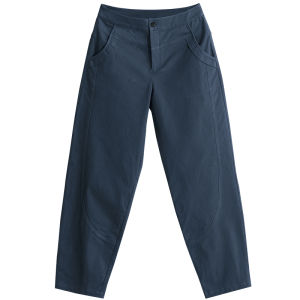 Winter New Loose Cotton Lantern Pants High Waist Slimming Long Trousers for Women Dark Blue Casual Comfortable Breathable
