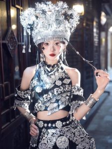 Miao Ethnic Minority Girl Dance Costume Photography Travel Shooting Clothing National Style Wedding Dress for Women