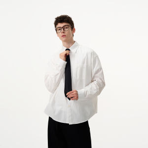 MADWITCH American Retro White Shirt Loose Fit Long Sleeve Casual Cleanfit for Men And Women Autumn Standard Edition