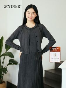 Autumn Silk Glitter Versatile Commuter Open-front Two-in-one Dress