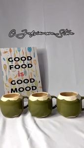 [ READY ] - Cangkir Satuan Motif Mug Kelapa Keramik / Kado Unik / Hampers Cantik / Gelas Lucu / Cangkir Cantik / Set Teko Murah / Cangkir Kopi / Cangkir Teh / Souvenir